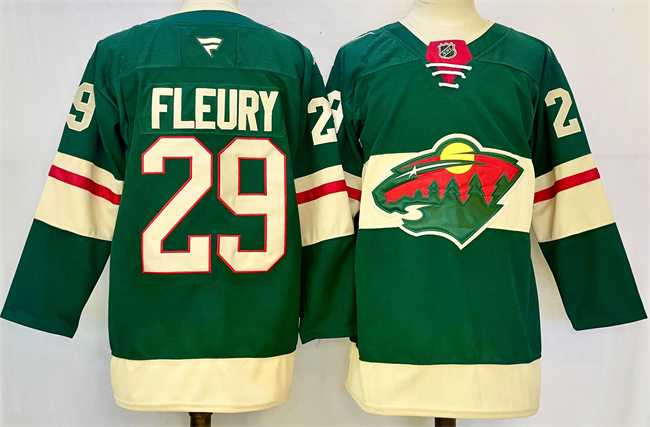 Mens Minnesota Wild #29 Marc-Andre Fleury Green 2024-25 Home Stitched Hockey Jersey